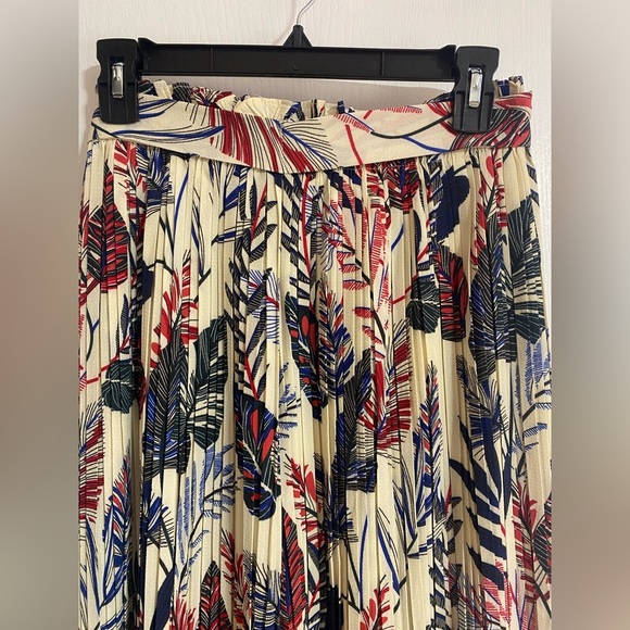 Alice Blue Pleated Wide Leg Tropical Novelty Flowy Belted Pants Size Medium - Picture 6 of 10